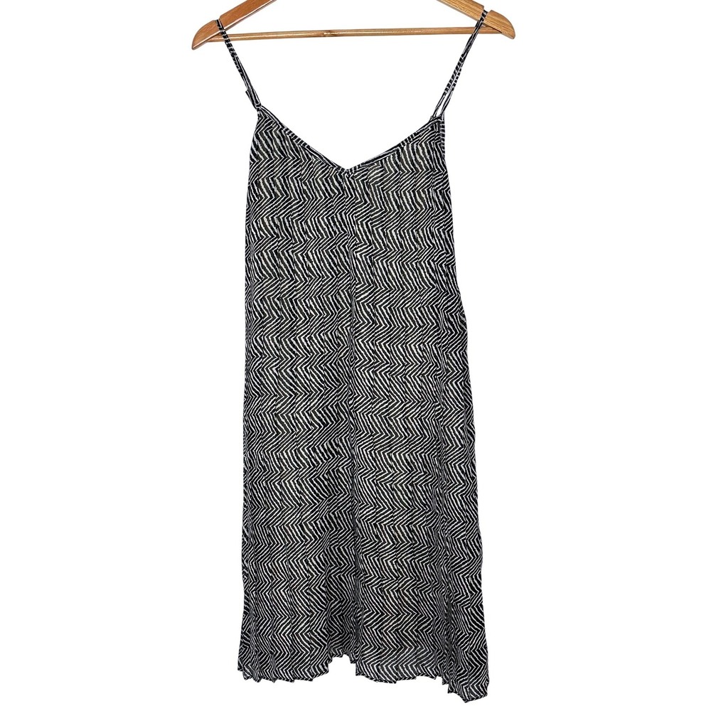 coreylynncalter black white zigzag print slip midi dress size 6‎